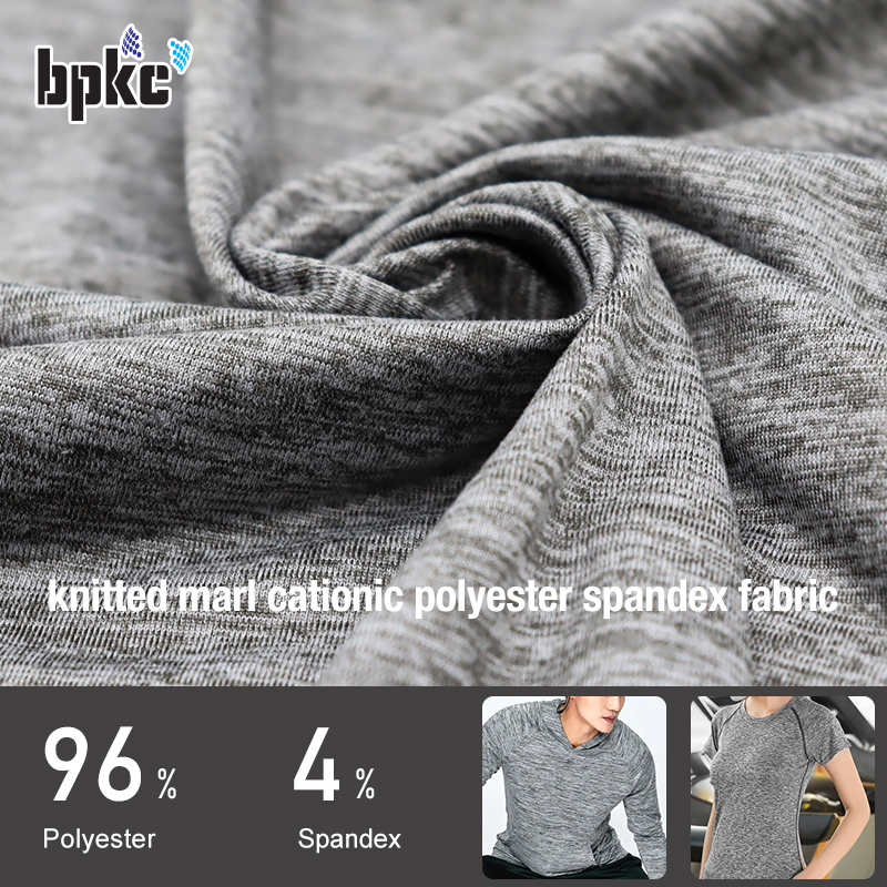 knitted marl cationic polyester spandex fabric